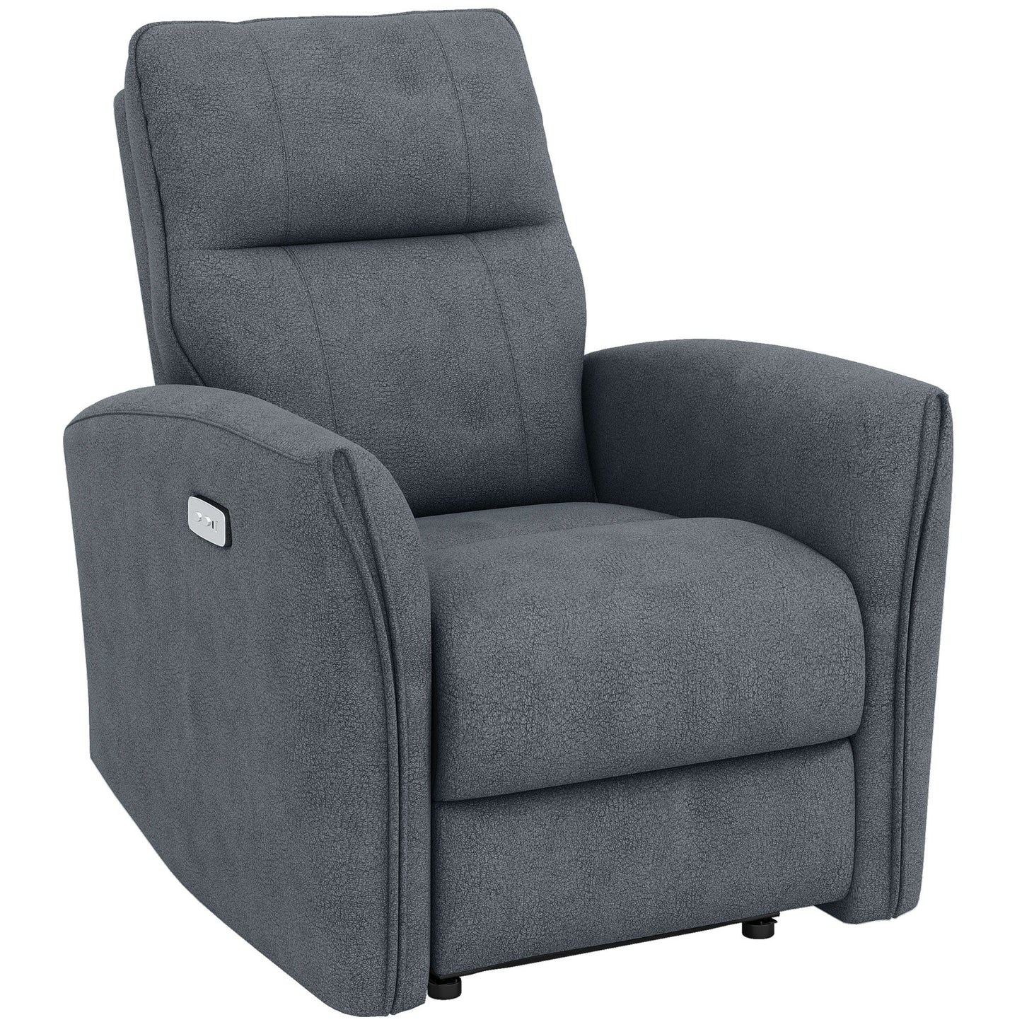 Power Recliner Chair, Fabric Upholstered Recliner Chair with USB Ports, Footrest, Charcoal Grey