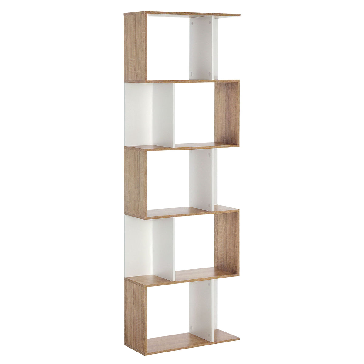 5-Tier Geometric Bookcase Display Shelf Storage Shelf Modern Room Divider Living Room Home Office Furniture, White