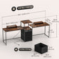 96" Dual Gaming Desk with Power Outlets and Monitor Stands - Rustic Brown