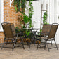 5 Pieces Folding Rattan Patio Table and Chairs for 4 with Umbrella Hole, Tempered Glass Top, Dark Brown