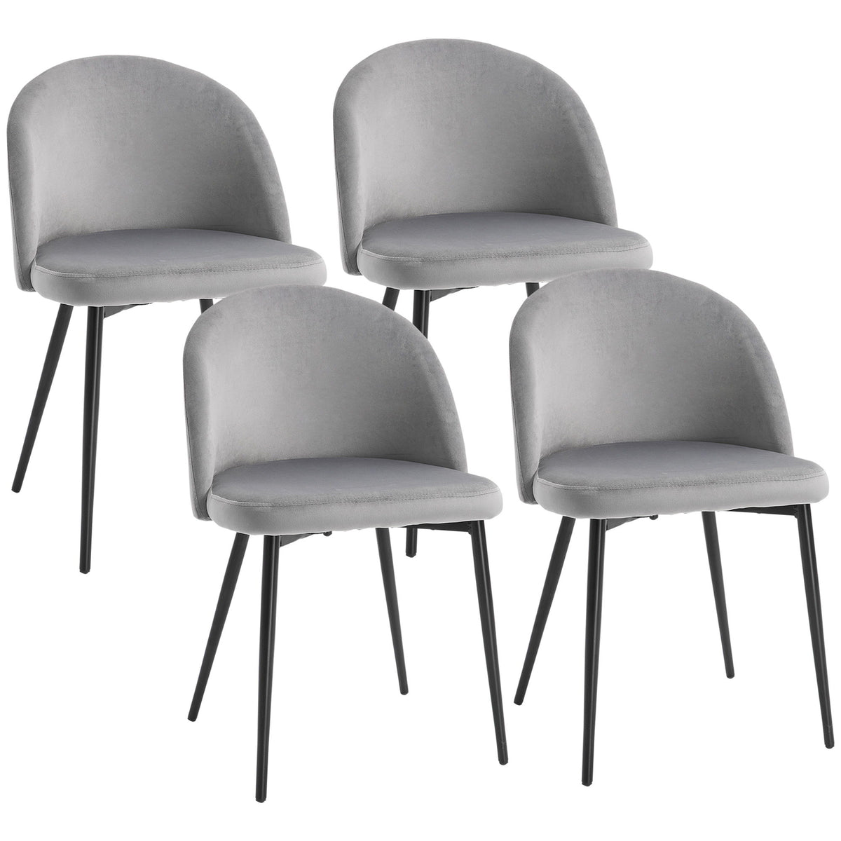 Modern Dining Chairs, Mid-Back Velvet-touch Upholstery Side Chair, Table Chair for Living Room, Dining Room, Grey, Set of 4