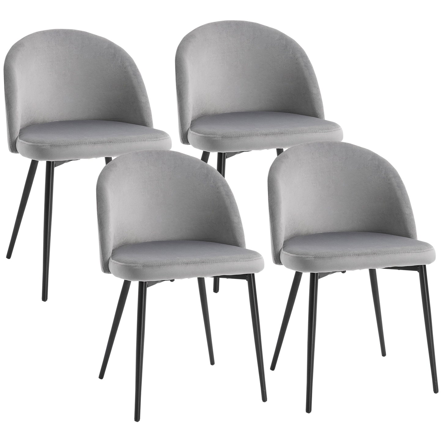 Modern Dining Chairs, Mid-Back Velvet-touch Upholstery Side Chair, Table Chair for Living Room, Dining Room, Grey, Set of 4