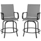 Outdoor Bar Stools Set of 2, 360° Swivel Bar Height Chairs, 26.8" x 29.5" x 48.4", Grey