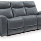 Mindanao - Steel - Pwr Reclining Sofa With Adj Headrest - Leather Match