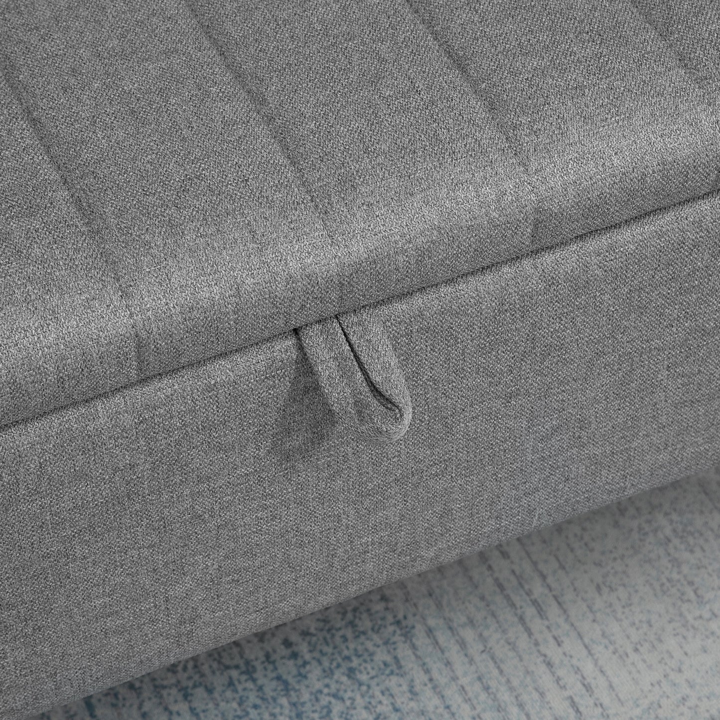 40" Ottoman with Storage, Linen Upholstered Storage Ottoman Bench with Steel Legs for Living Room, Bedroom Grey