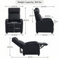 Single Recliner Sofa, Manual Home Theater Seating, Single Reclining Sofa Chair with Padded Seat for Living Room, Black