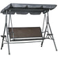 3-Seat Patio Swing Chair, Outdoor Canopy Swing Glider with Adjustable Shade, Rattan Seat and Steel Frame, for Porch, Garden, Poolside, Dark Grey