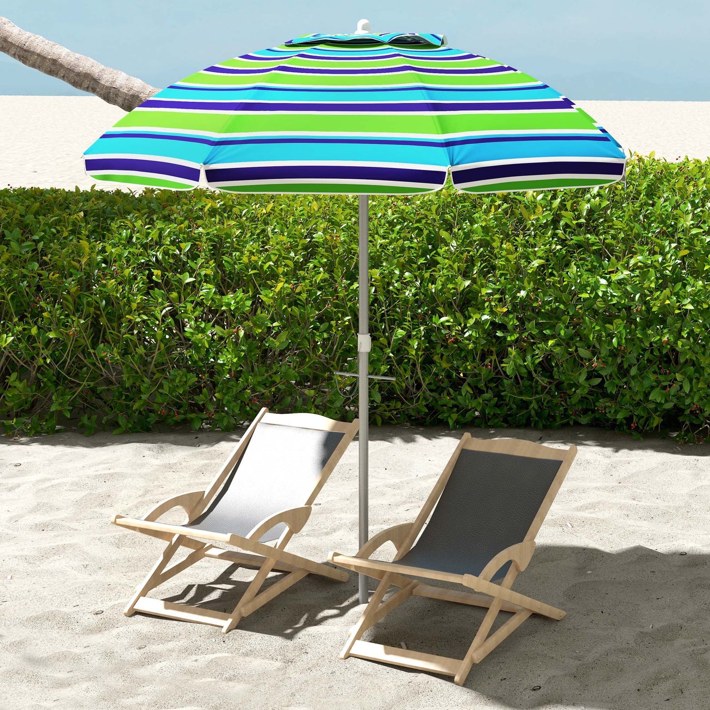 6ft Travel Beach Umbrella with Sand Anchor Height Adjustable Sun Umbrella with Tilt Bag 40+ UV Protection Multicolour