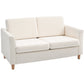 2-Seater Sofa with Armrests & Wood Legs - Cream White