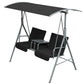 2-Seater Outdoor Porch Swing with Adjustable Canopy and Table, Patio Swing Chair for Garden, Poolside, Backyard, Black