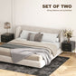 2 Pieces Nightstands with Storage, Modern Bedside Tables with 2 Fluted Drawers and Gold Legs for Bedroom, Black