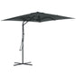 8FT Cantilever Patio Umbrella, Offset Patio Umbrella with Cross Base for Deck, Backyard, Pool and Garden, Hanging Umbrellas, Switch with a Wrench, Dark Gray
