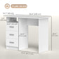 Computer Desk with Storage, 39" Home Office Desk with 3 Drawers nad Open Shelf, Writing Table for Bedroom, White