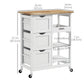 Rolling Kitchen Island Cart with 3 Drawers - White