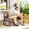 Outdoor Glider Bench, 2 Person Patio Glider Chair, Gliding Outdoor Garden Loveseat Swing Bench with Breathable Mesh Fabric, Steel Frame for Backyard, Porch, Coffee Brown