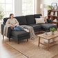 Sectional Sofa, Corduroy U Shaped Couch with Double Chaise and Spring Cushions, 2200lb Capacity, Dark Grey