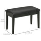 Classic Piano Bench Stool, PU Leather Padded Keyboard Seat with Rubber Wood Legs and Music Storage Compartment, Smooth Seat, Black