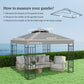 10' x 10' Gazebo Canopy Replacement Cover, 2-Tier Garden Gazebo Roof Replacement, UPF30+, TOP COVER ONLY, Grey