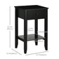 2-Tier End Tables Set of 2 with Drawer - Black