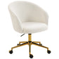 Office Chair, Teddy Fleece Upholstered Vanity Desk Chair, Cream White