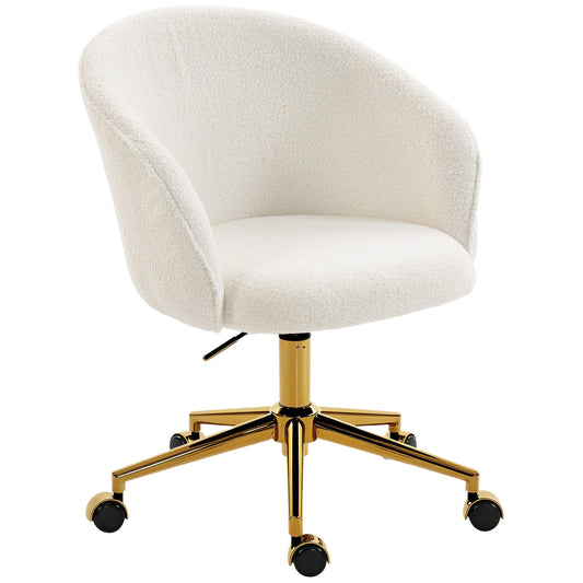 Teddy Fleece Vanity Office Chair - Cream White