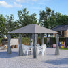 13'x 10' Soft-top Steel Patio Gazebo Canopy Party Tent with 6 Removable Curtains and Drainage Holes, Grey