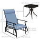 3PCs Gliding Rocking Chair & Bistro Tea Table Set, Light Blue
