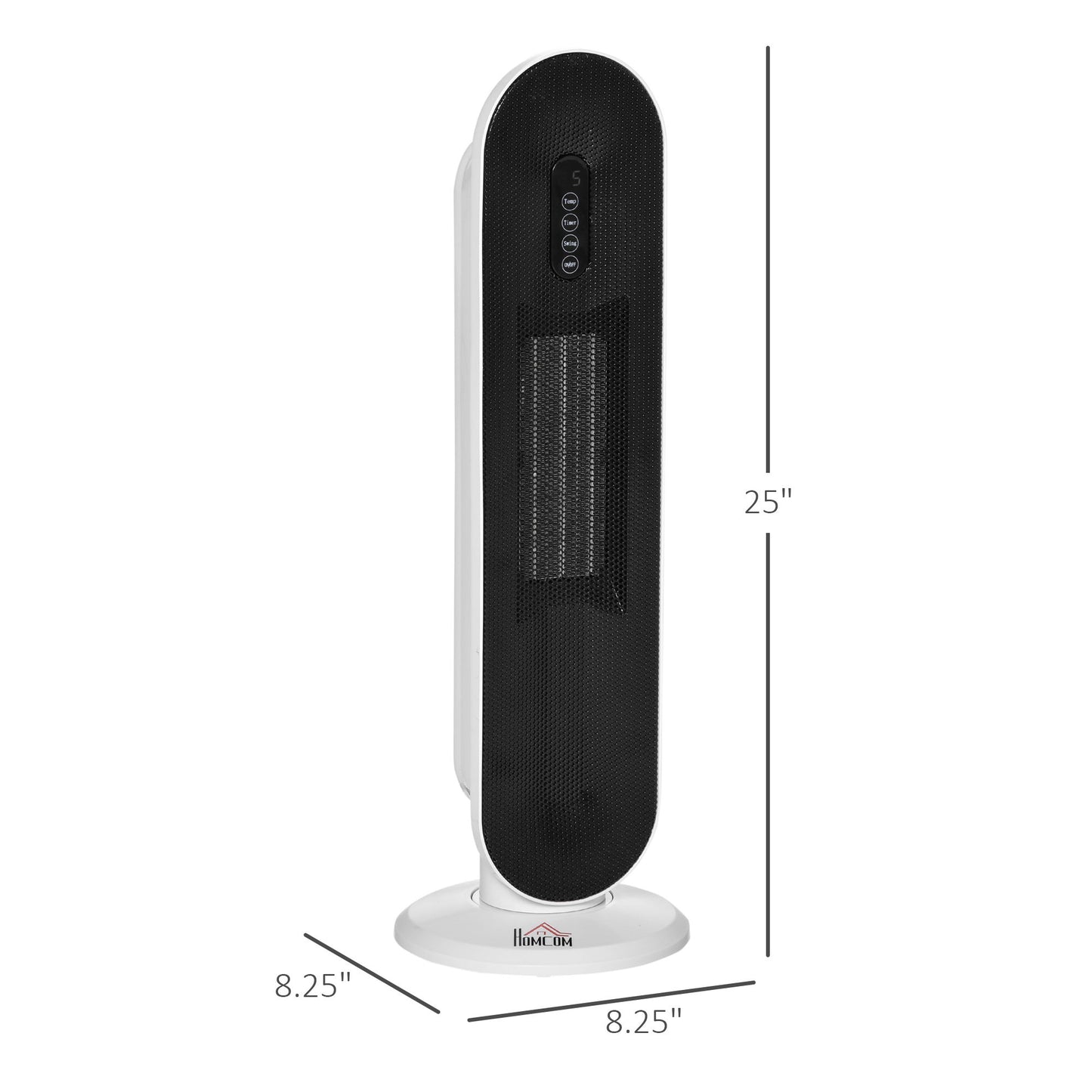 Ceramic Space Heater, Indoor Tower Heater with 45 Degree Oscillation, Remote Control, 24H Timer, Tip-Over & Overheating Protection, 1500W/1000W