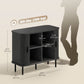 35.4" Coffee Bar Cabinet with Tambour Doors - Black