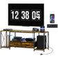 Industrial TV Stand with RGB LED Lights - Rustic Brown