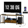Industrial TV Stand with RGB LED Lights - Rustic Brown
