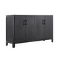 Farmhouse Storage Cabinet with Wood Veneer and Solid Pine Legs, Rustic Accent Sideboard for Entryways, 59" L x 18" W x 36" H, Black