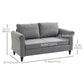 Vintage Loveseat, Upholstered Love Seat Furniture, Chenille-feel Fabric 2 Seater Sofa Couch with Rolled Arms, Gourd-Shaped Rubber Wood Legs for Living Room, Light Grey