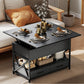 Modern Coffee Table, Lift Top Center Table with Fabric Drawers and Hidden Storage for Living Room, Distressed Black