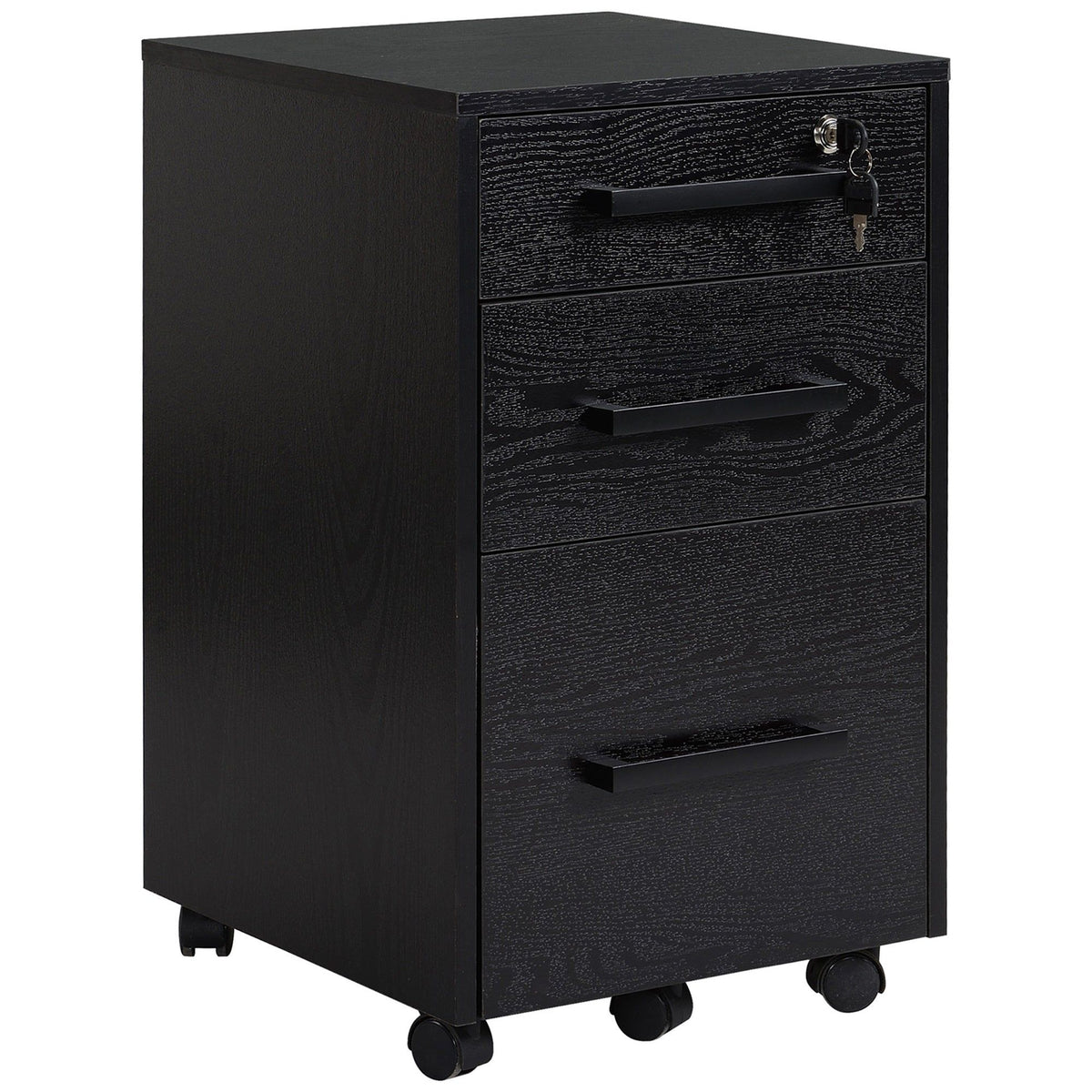 3-Drawer Vertical Filing Cabinet with Lock - Black