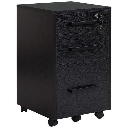 3-Drawer Vertical Filing Cabinet with Lock - Black