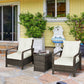 3 Pieces Wicker Patio Furniture Set, Rattan Bistro Set with Storage Coffee Table and Thickened Cushions, Outdoor Conversation Set for Garden, Porch, Balcony, Beige