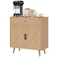 30" Sideboard with Patterned Doors, Buffet Cabinet with Drawer and Cabinet for Dining Room, Oak