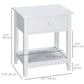 Modern Style Nightstand, Small End Table with Drawer and Storage Shelf for Bedroom, Living Room, White