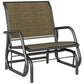 Patio Glider Outdoor Glider Chair with Breathable Mesh Seat & Backrest, Armrests and Metal Frame, Light Mixed Brown