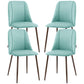 Upholstered Dining Chairs Set of 4, Velvet Accent Chair with Back and Wood-grain Steel Leg for Kitchen, Light Green
