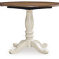 Wirloni - Round Dining Room Drop Leaf Table - Antique White / Brown