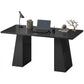 63 Inch Computer Desk with Trapezoidal Frame Light Black Wood Grain