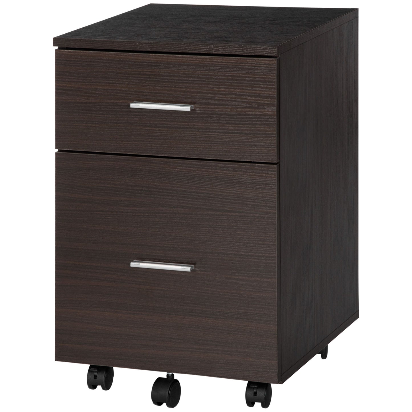 Mobile Filing Cabinet, Vertical File Cabinet with 2 Drawers, Wheels, for Letter or A4 File, Brown