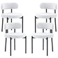 4 Pieces Kitchen Chairs, Modern Dining Chairs w/ Berber Fleece Upholstery and Steel Legs for Living Room, Cream White