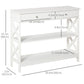 39" Console Table with Drawers and X-Frame - White