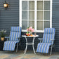 Set of 2 Garden Sun Lounger, Outdoor Reclining Seat Cushioned Seat, Foldable Adjustable Recliner, Grey and Blue