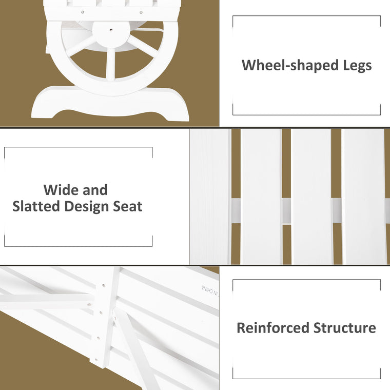 Rustic Wood Wheel Garden Bench, 2-Person