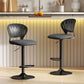 Bar Stools Set of 2, Modern Swivel Counter Height Barstools with Footrest and Hollow Backrest, Black