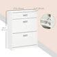 Narrow Shoe Storage with Drawer, 2 Flip Doors and Adjustable Shelves, Shoe Cabinet for 16 Pairs of Shoes, White